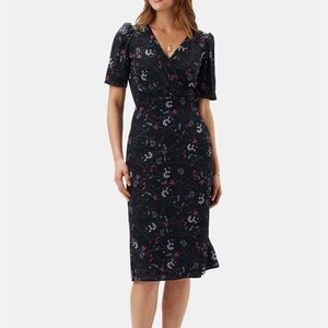 Amour Vert floral Black Dress. Washable silk. New the the tag